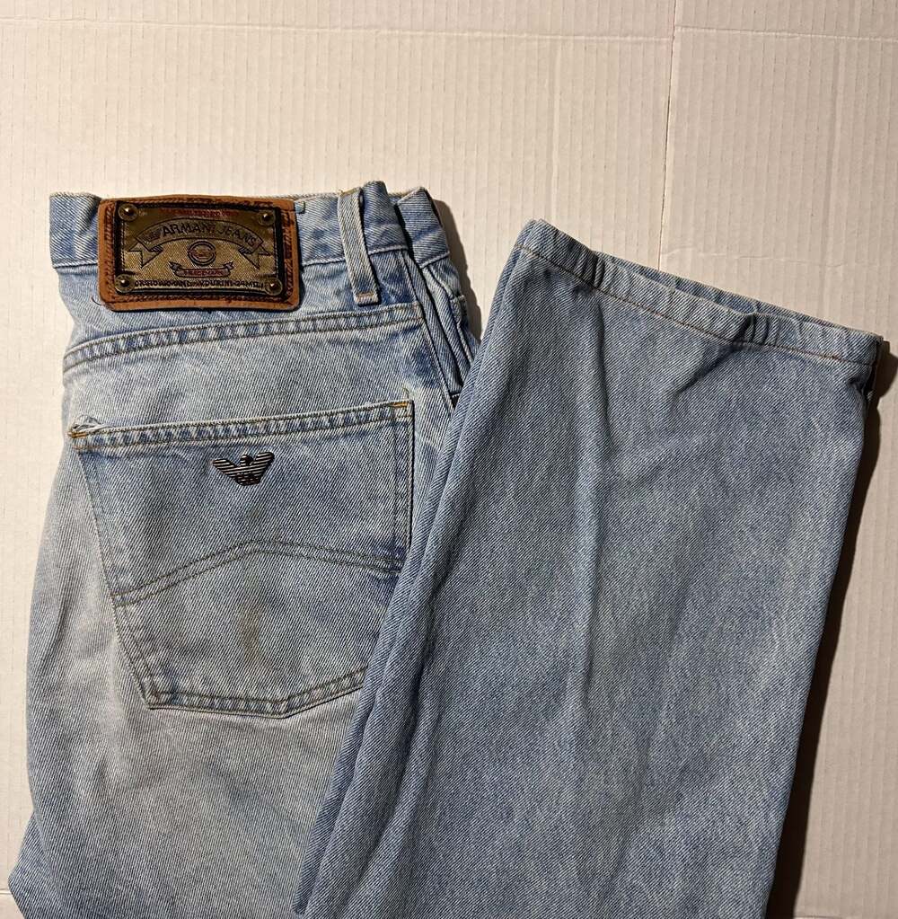 Vintage 90s Armani Jeans Light Wash Denim Button Fly Jeans Style B6J18BD